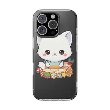 Christmas Fox Clear Phone Case, Kawaii Cookie Baker