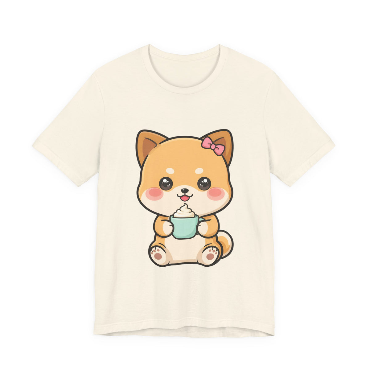 Kawaii Shiba Inu Coffee T-Shirt, Cute Latte Lover Tee
