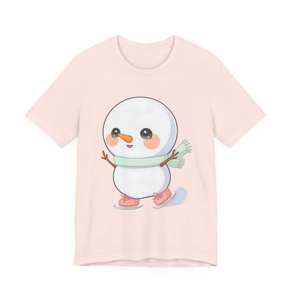 Cute Snowman T-Shirt, Kawaii Ice Skating Holiday Gift