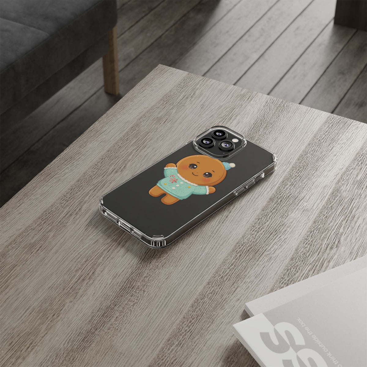 Kawaii Gingerbread Phone Case, Cute Christmas Sweater Cookie