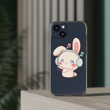 Kawaii Bunny Phone Case, Cute Music Lover Gift