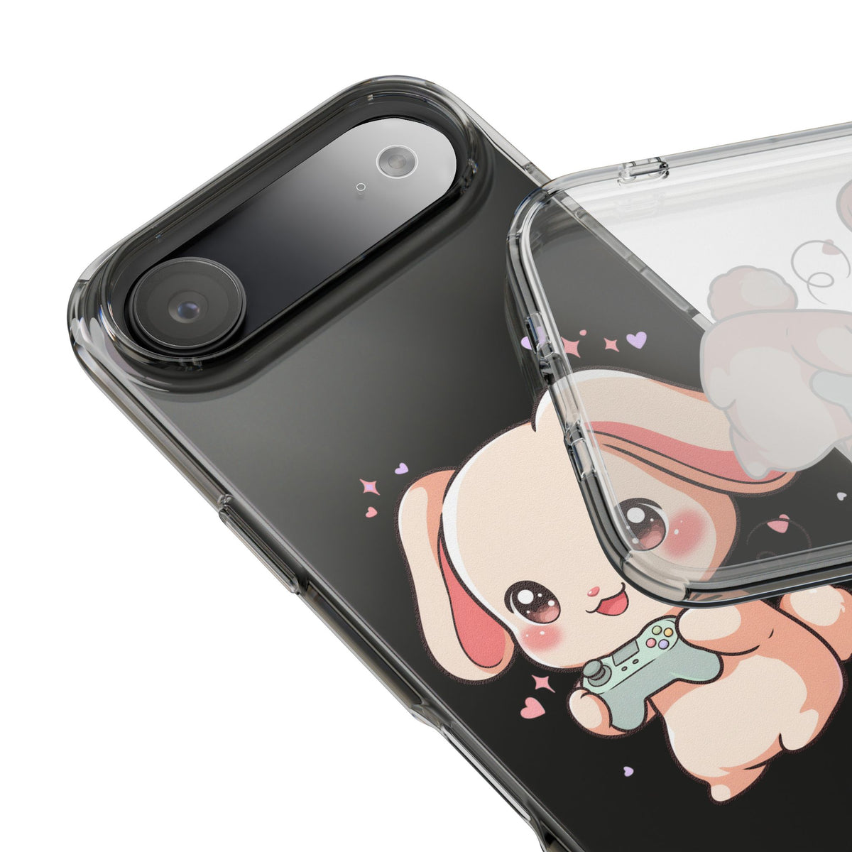 Kawaii Bunny Gamer Clear Impact-Resistant Phone Case