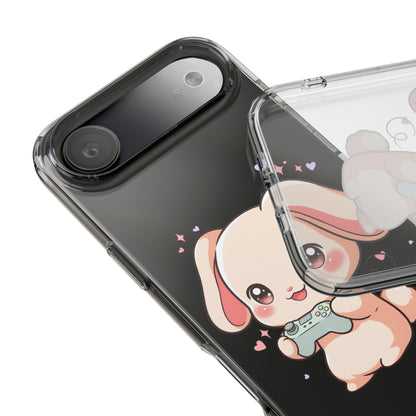 Kawaii Bunny Gamer Clear Impact-Resistant Phone Case