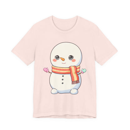 Kawaii Snowman Christmas T-Shirt for Cute Holiday Cheer