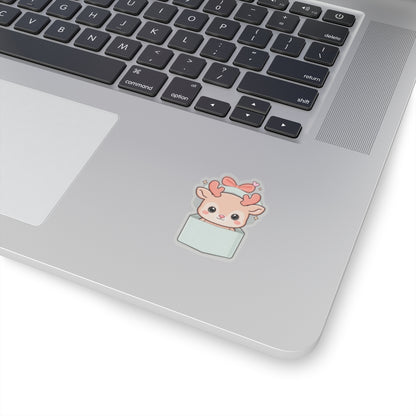 Kawaii Reindeer Sticker, Cute Christmas Gift Box Decal