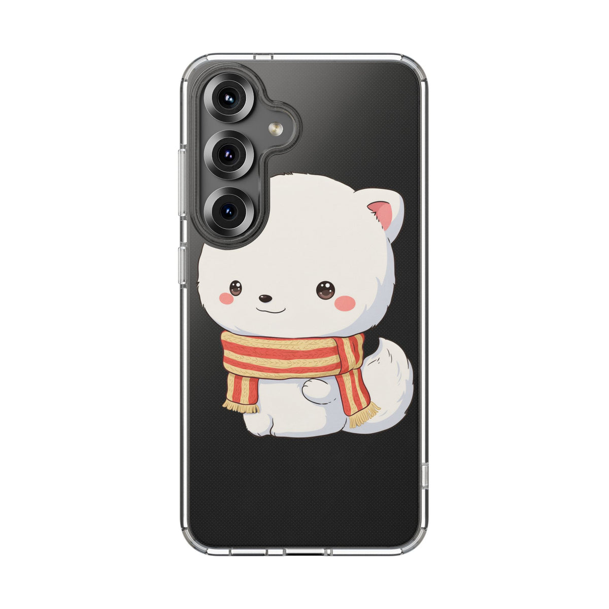 Kawaii Arctic Fox Phone Case, Cozy Christmas Scarf