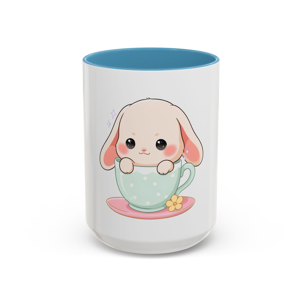 Kawaii Bunny Accent Coffee Mug, Cute Gift for Bunny Lovers