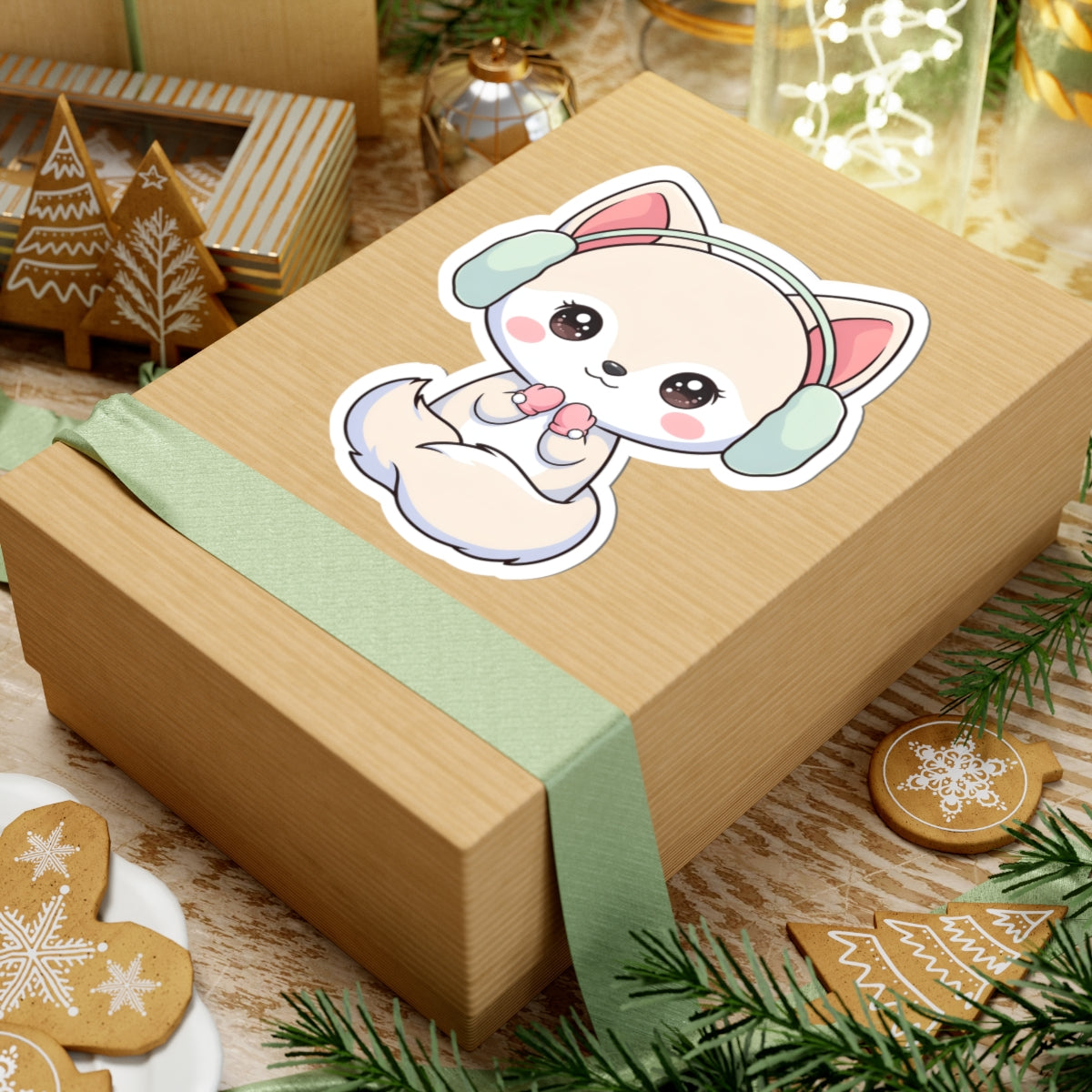 Kawaii Arctic Fox Sticker for Cozy Winter Vibes