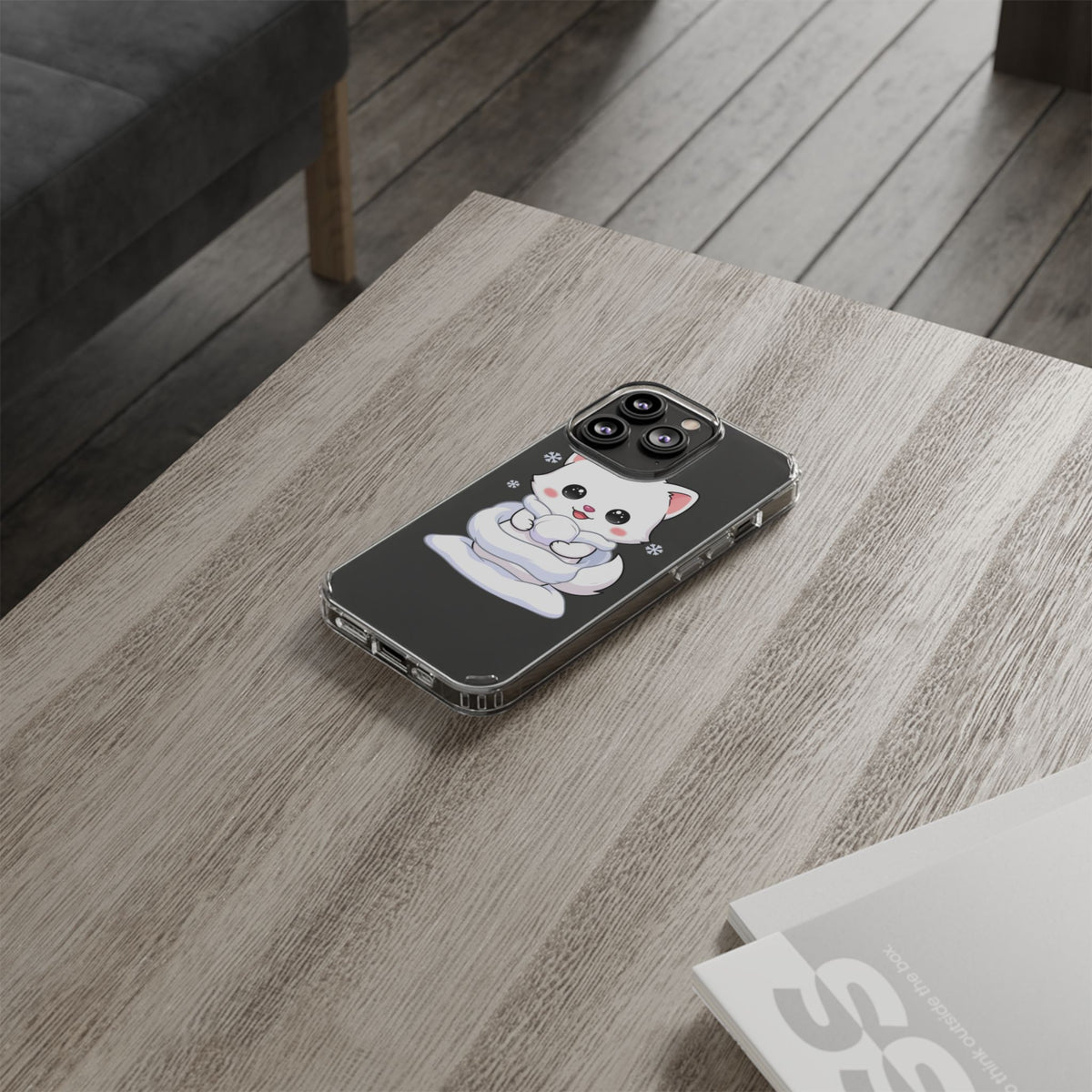 Kawaii Arctic Fox Phone Case, Cute Snow Day Gift