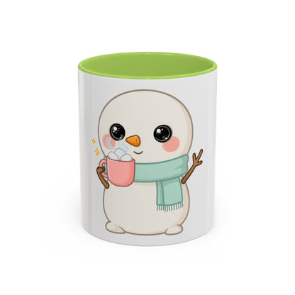 Kawaii Snowman Accent Coffee Mug for Cozy Cocoa Fans