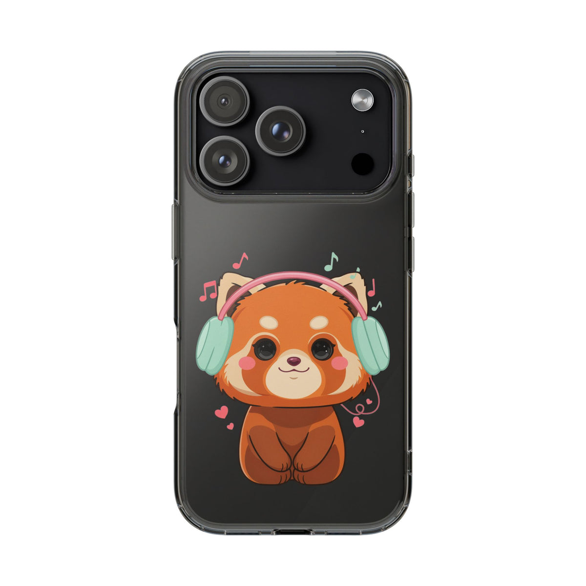 Red Panda Phone Case, Kawaii Music Lover Clear Case