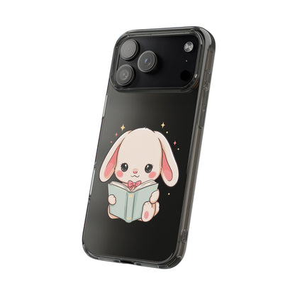 Kawaii Reading Bunny Clear Impact-Resistant Case