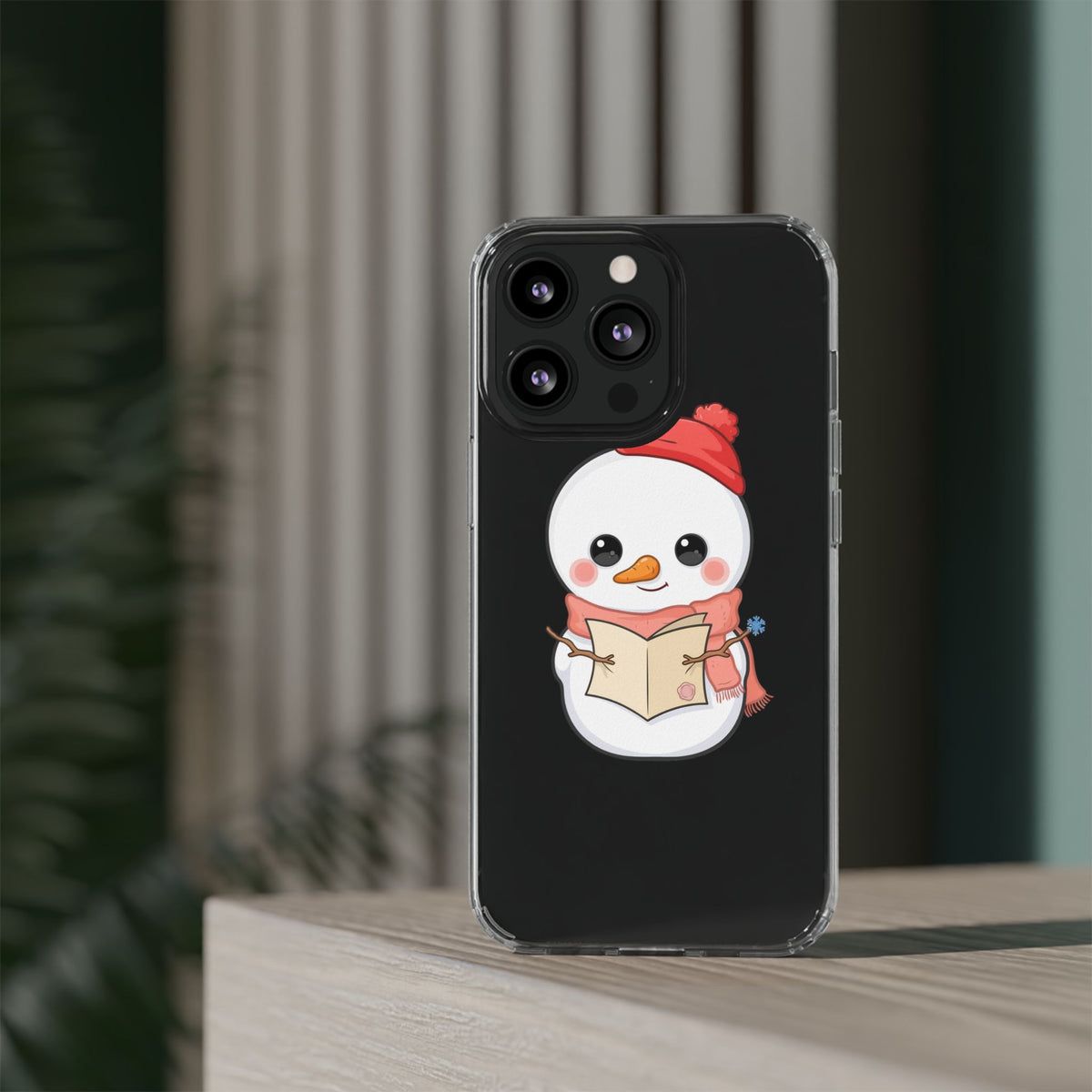 Kawaii Snowman Phone Case Reading to Santa
