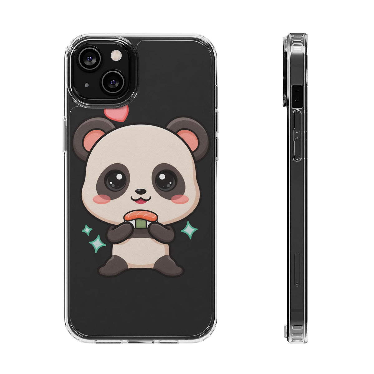 Kawaii Panda Sushi Phone Case, Clear Impact-Resistant Case