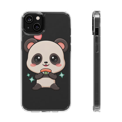 Kawaii Panda Sushi Phone Case, Clear Impact-Resistant Case