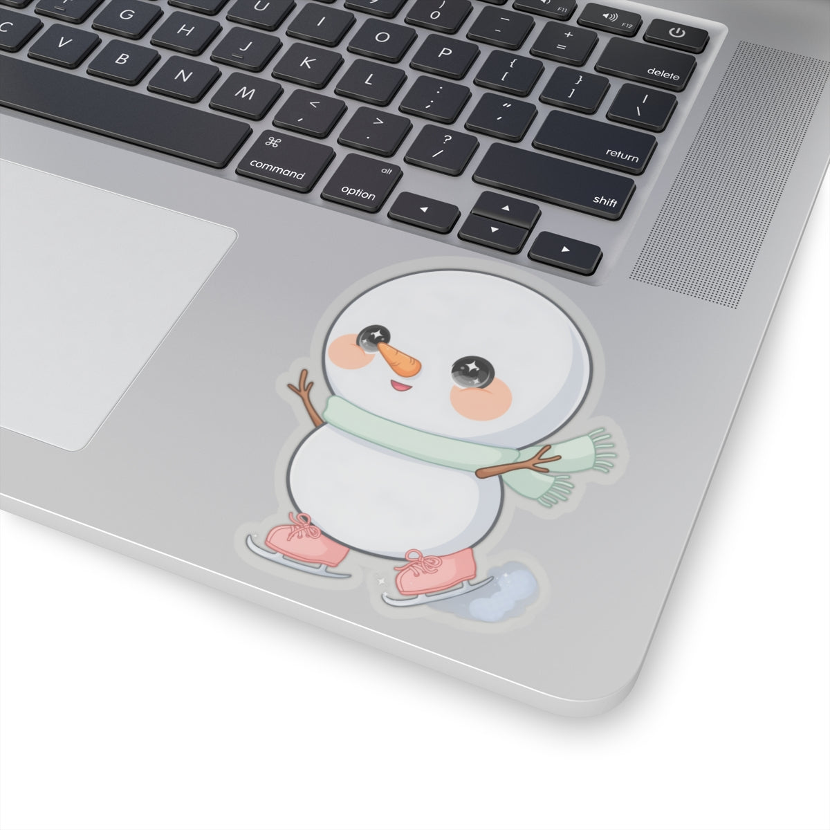 Kawaii Snowman Sticker, Cute Ice Skating Winter Decor