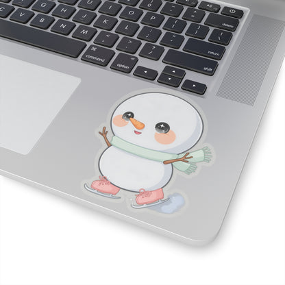Kawaii Snowman Sticker, Cute Ice Skating Winter Decor