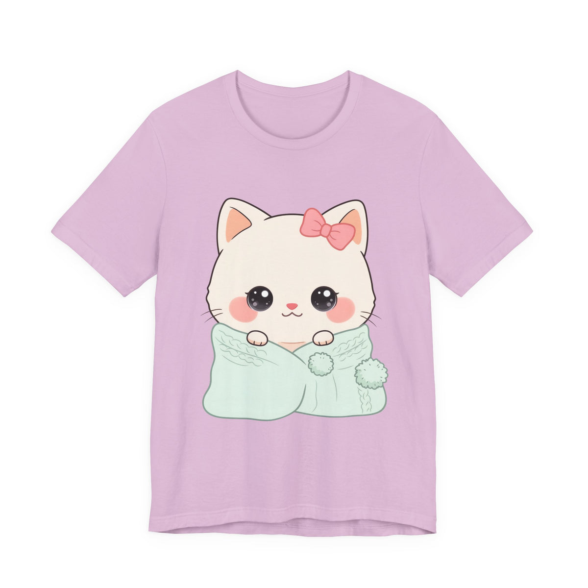 Kawaii Cat T-Shirt, Cozy Blanket Kitty for Cat Lovers