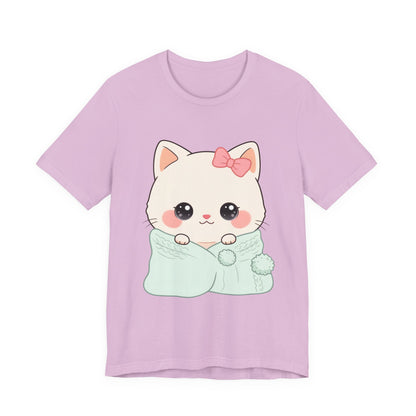 Kawaii Cat T-Shirt, Cozy Blanket Kitty for Cat Lovers