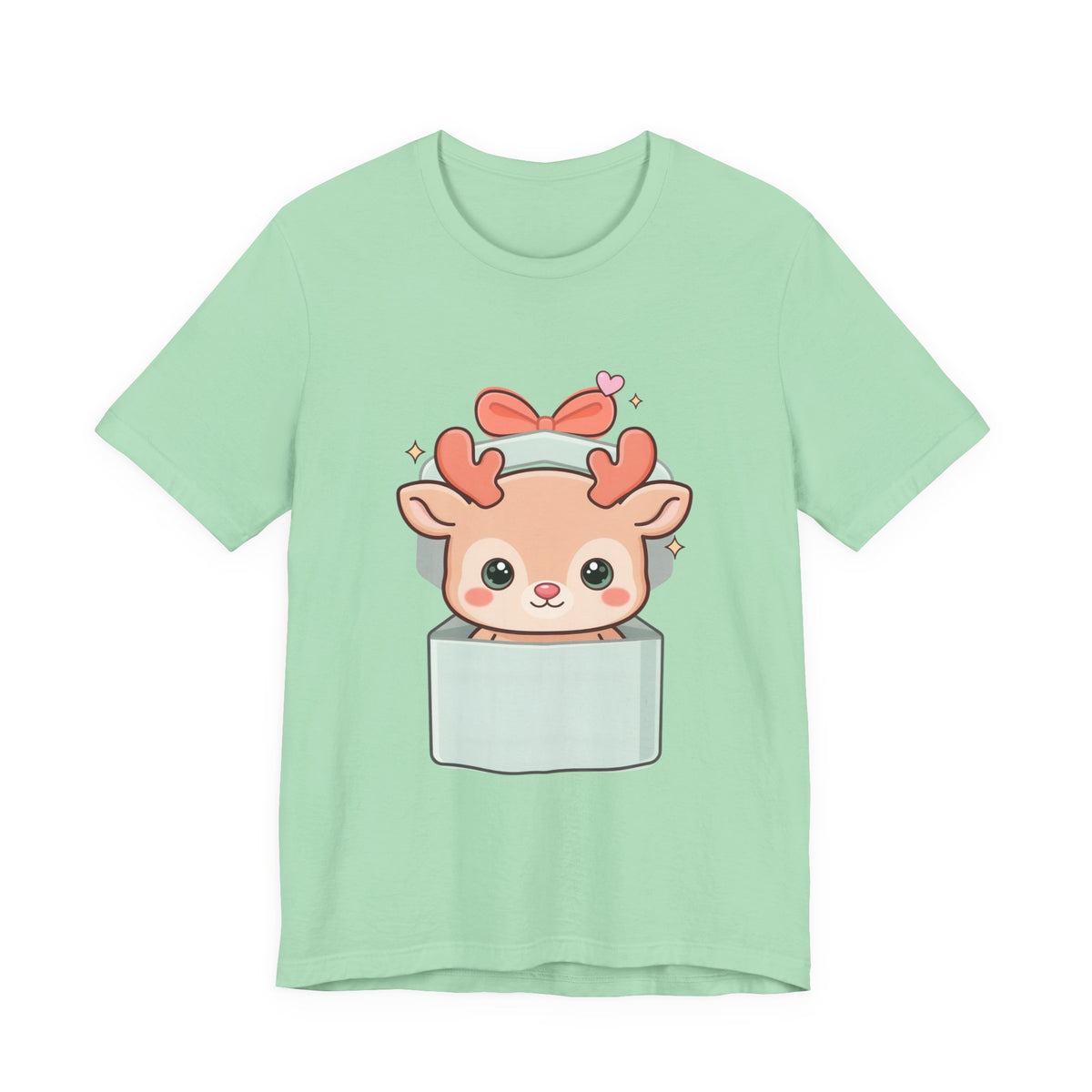 Kawaii Reindeer T-Shirt – Cute Gift Box Christmas Tee