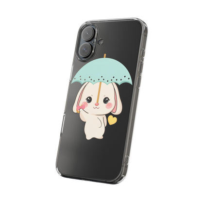 Kawaii Bunny Phone Case with Umbrella | Cute Clear Case