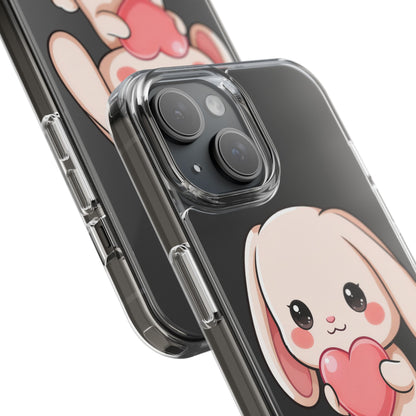 Kawaii Bunny Clear Phone Case with Heart