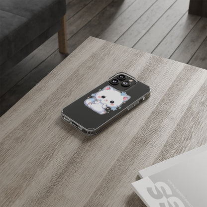 Kawaii Arctic Fox Phone Case, Cute Snowflake Clear Case