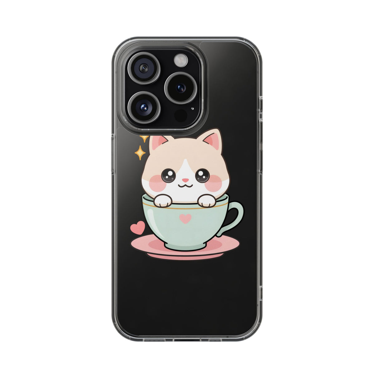 Kawaii Cat Phone Case, Cute Teacup Kitty Gift