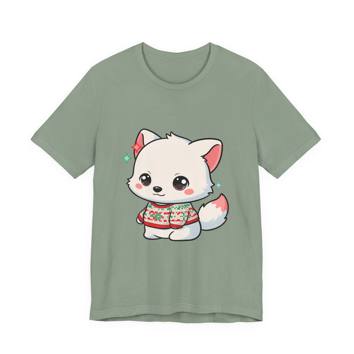 Kawaii Arctic Fox Christmas T-Shirt for Cute Holiday Fans