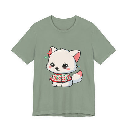 Kawaii Arctic Fox Christmas T-Shirt for Cute Holiday Fans