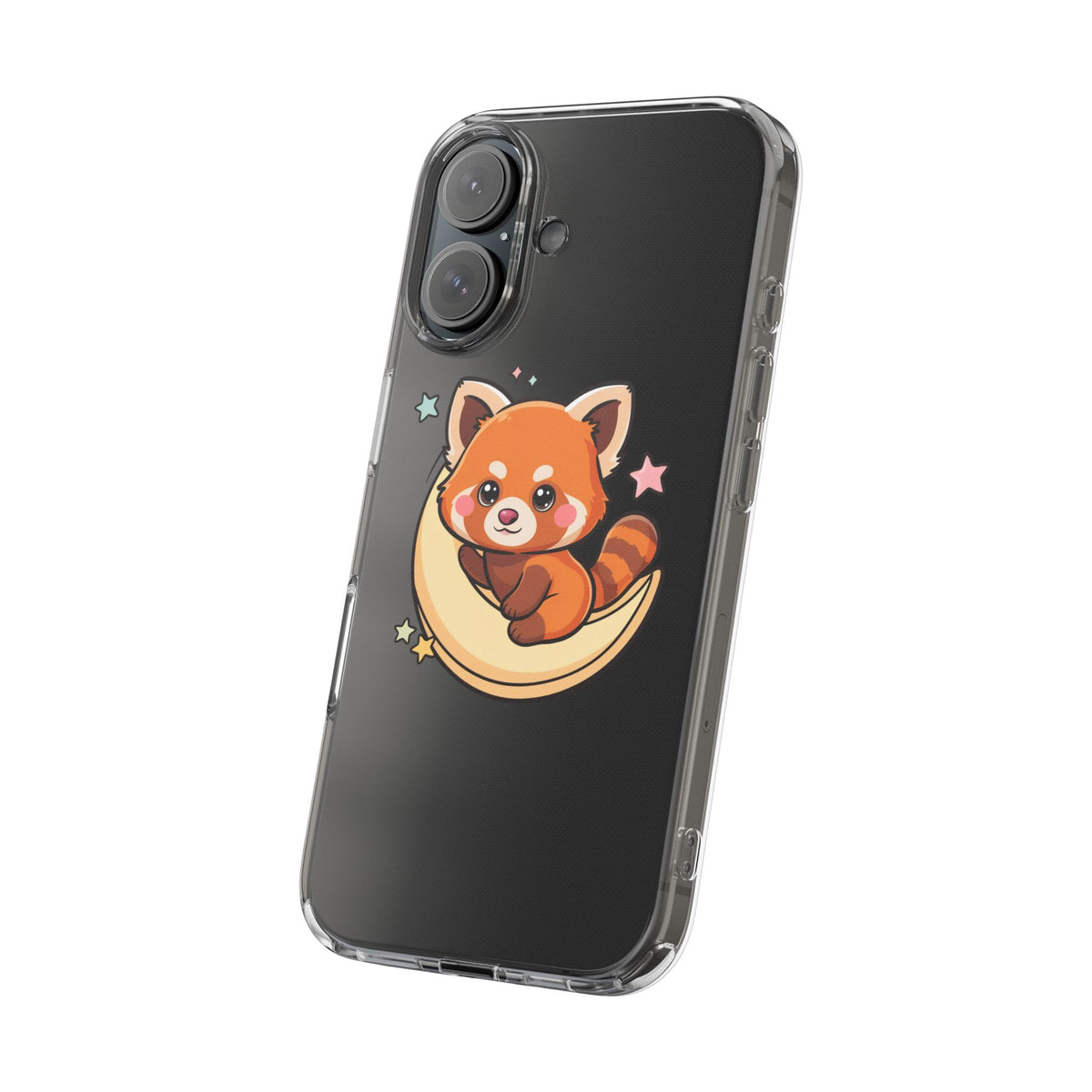 Red Panda Phone Case, Kawaii Moon Companion