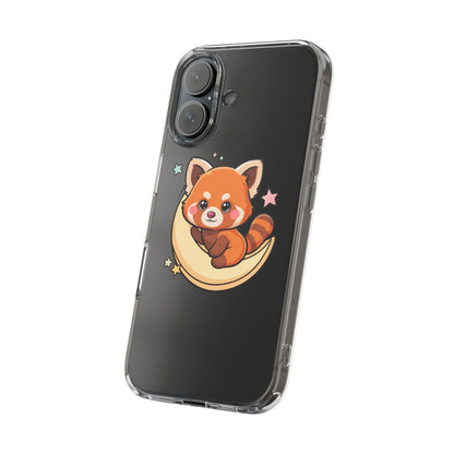 Red Panda Phone Case, Kawaii Moon Companion
