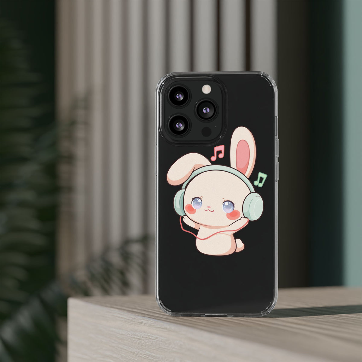 Kawaii Bunny Phone Case, Cute Music Lover Gift