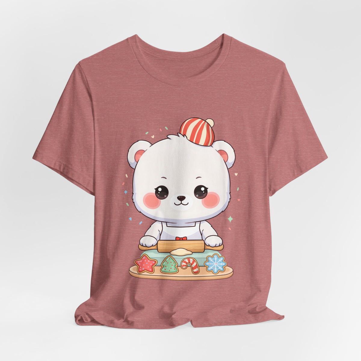 Christmas Cookie Baking Polar Bear Tee, Kawaii Holiday Shirt
