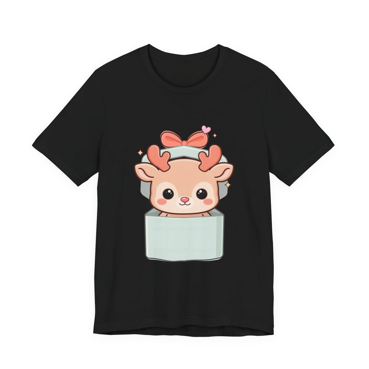 Kawaii Reindeer T-Shirt – Cute Gift Box Christmas Tee