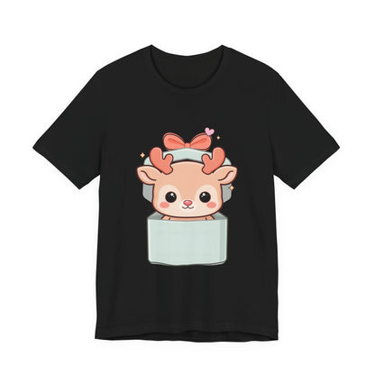 Kawaii Reindeer T-Shirt – Cute Gift Box Christmas Tee