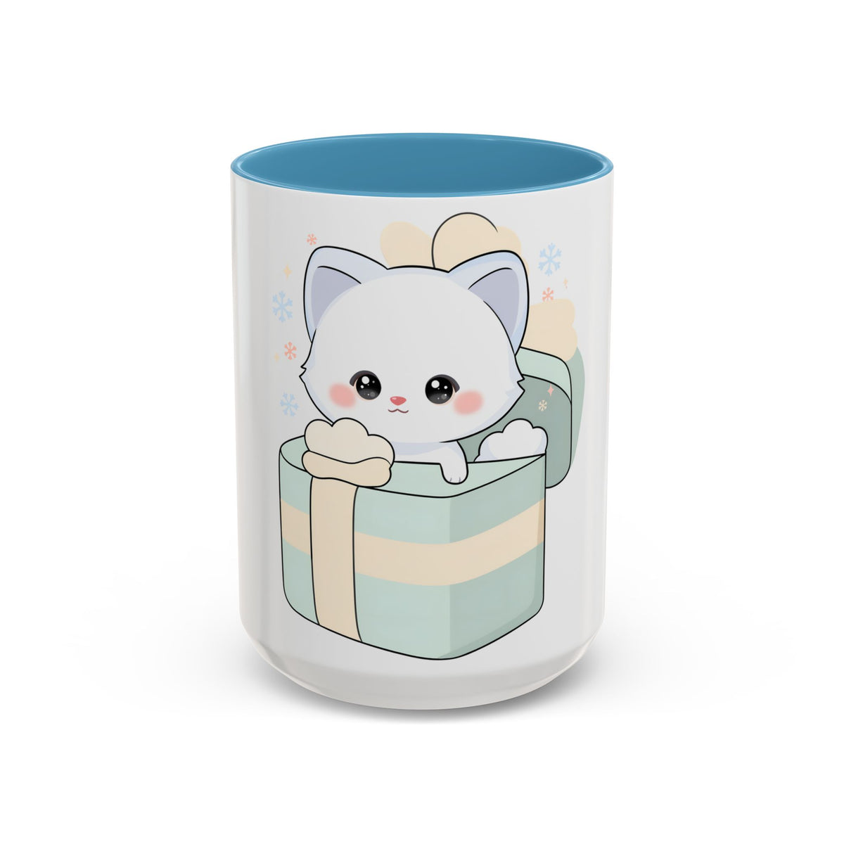 Kawaii Arctic Fox Mug, Cute Gift Box Accent Coffee Mug