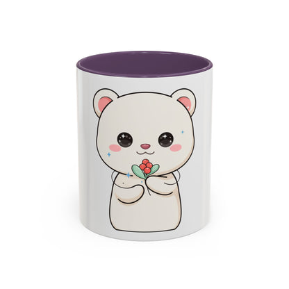 Kawaii Polar Bear Christmas Mug with Mistletoe