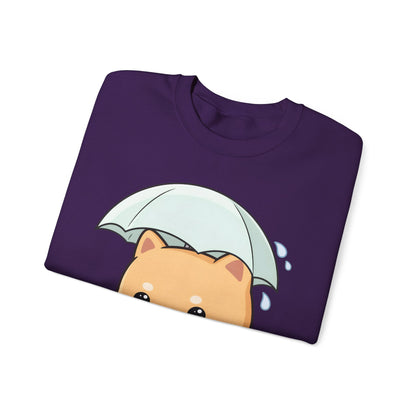 Kawaii Shiba Inu Sweatshirt, Cute Rainy Day Crewneck