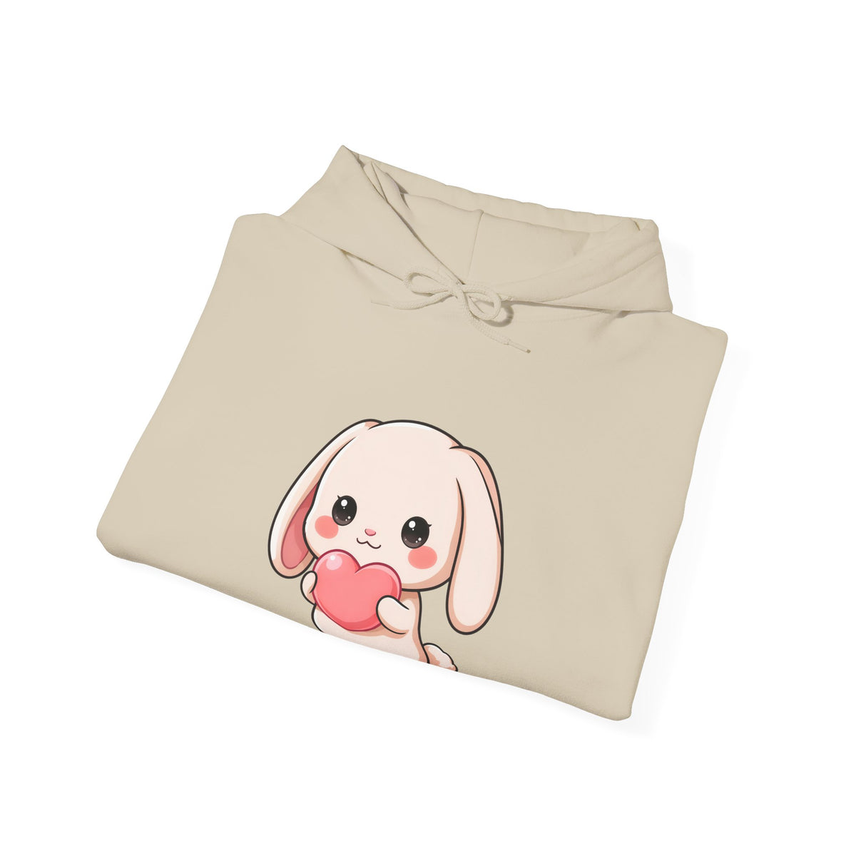 Kawaii Bunny Heart Hoodie, Cute Unisex Heavy Blend Sweatshirt