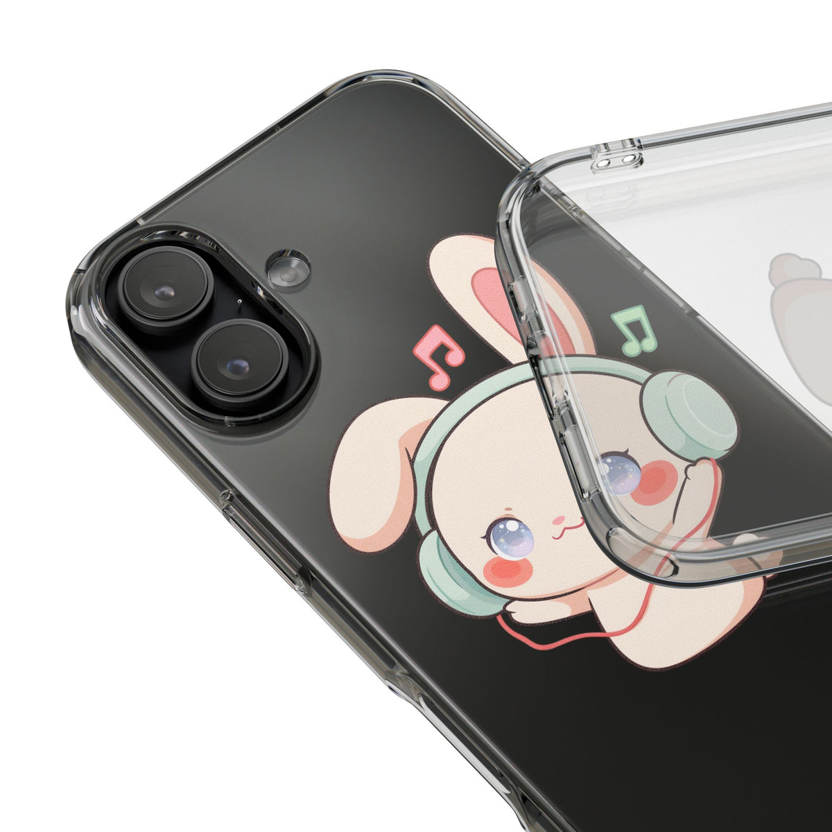 Kawaii Bunny Phone Case, Cute Music Lover Gift