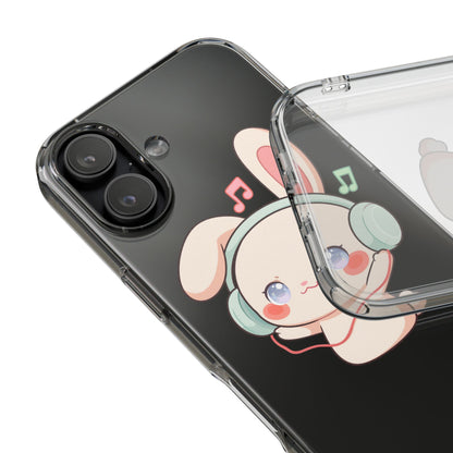 Kawaii Bunny Phone Case, Cute Music Lover Gift