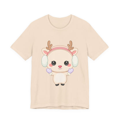 Kawaii Reindeer T-Shirt, Cute Winter Animal Tee