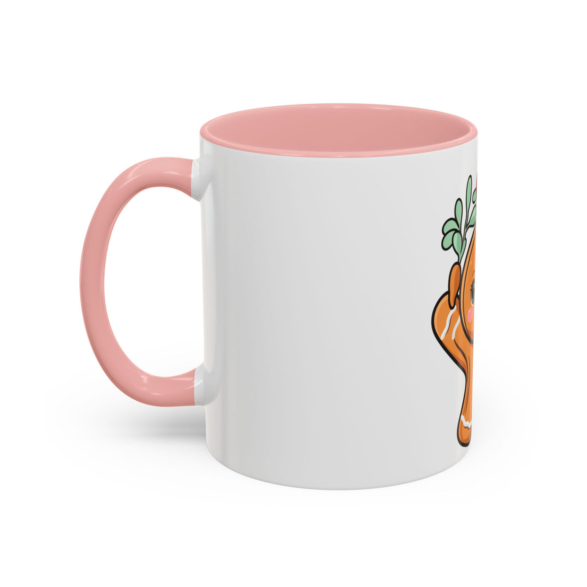 Kawaii Gingerbread Mug with Mistletoe | Christmas Accent Mug