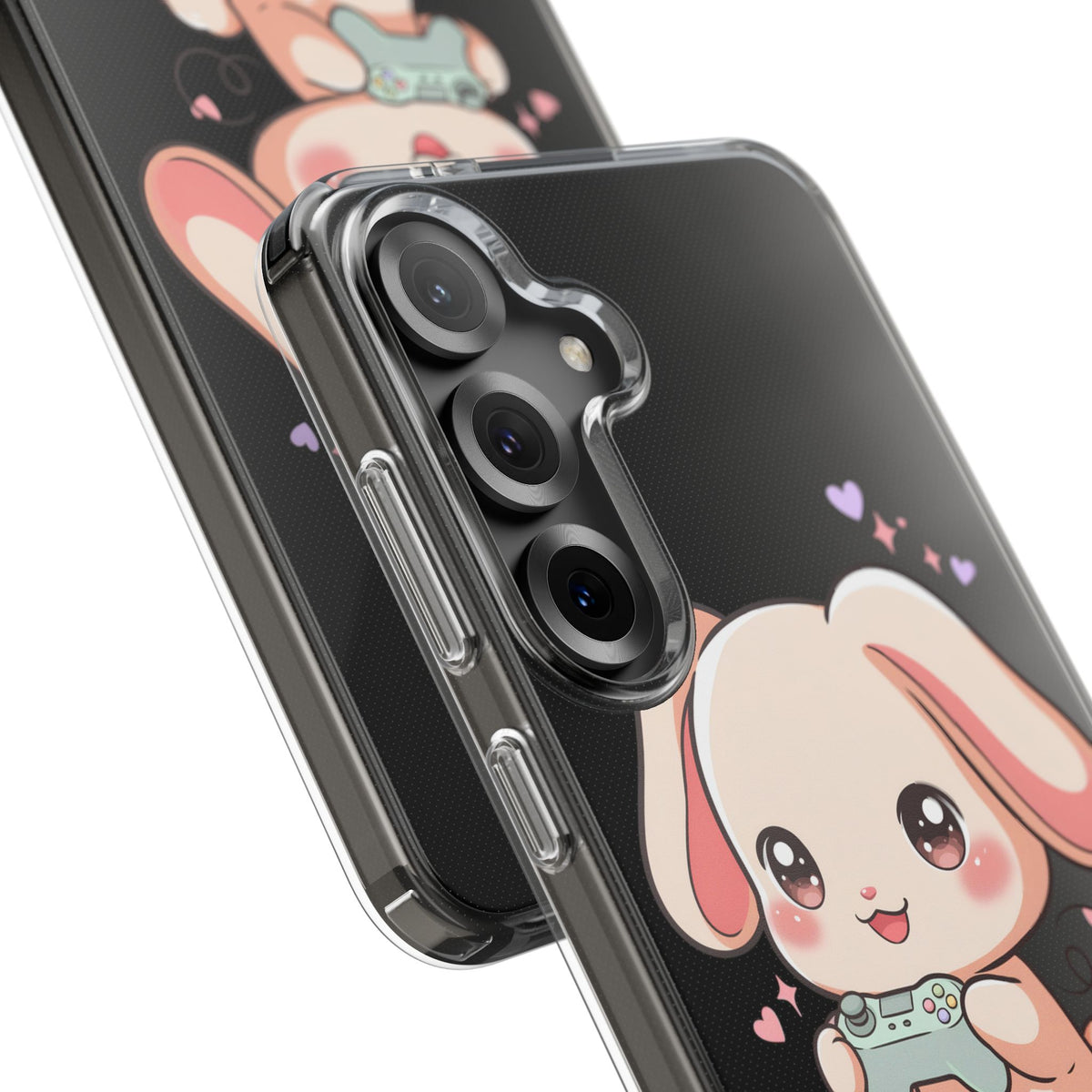 Kawaii Bunny Gamer Clear Impact-Resistant Phone Case