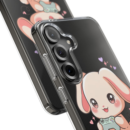 Kawaii Bunny Gamer Clear Impact-Resistant Phone Case
