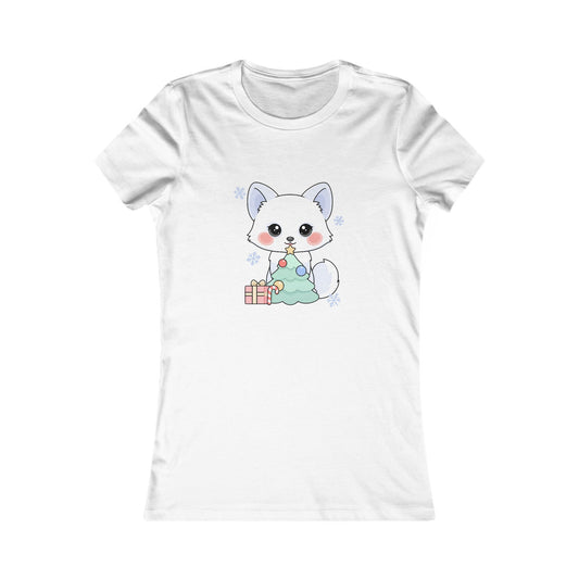 Kawaii Christmas Fox Women's Tee – Cute Holiday Shirt