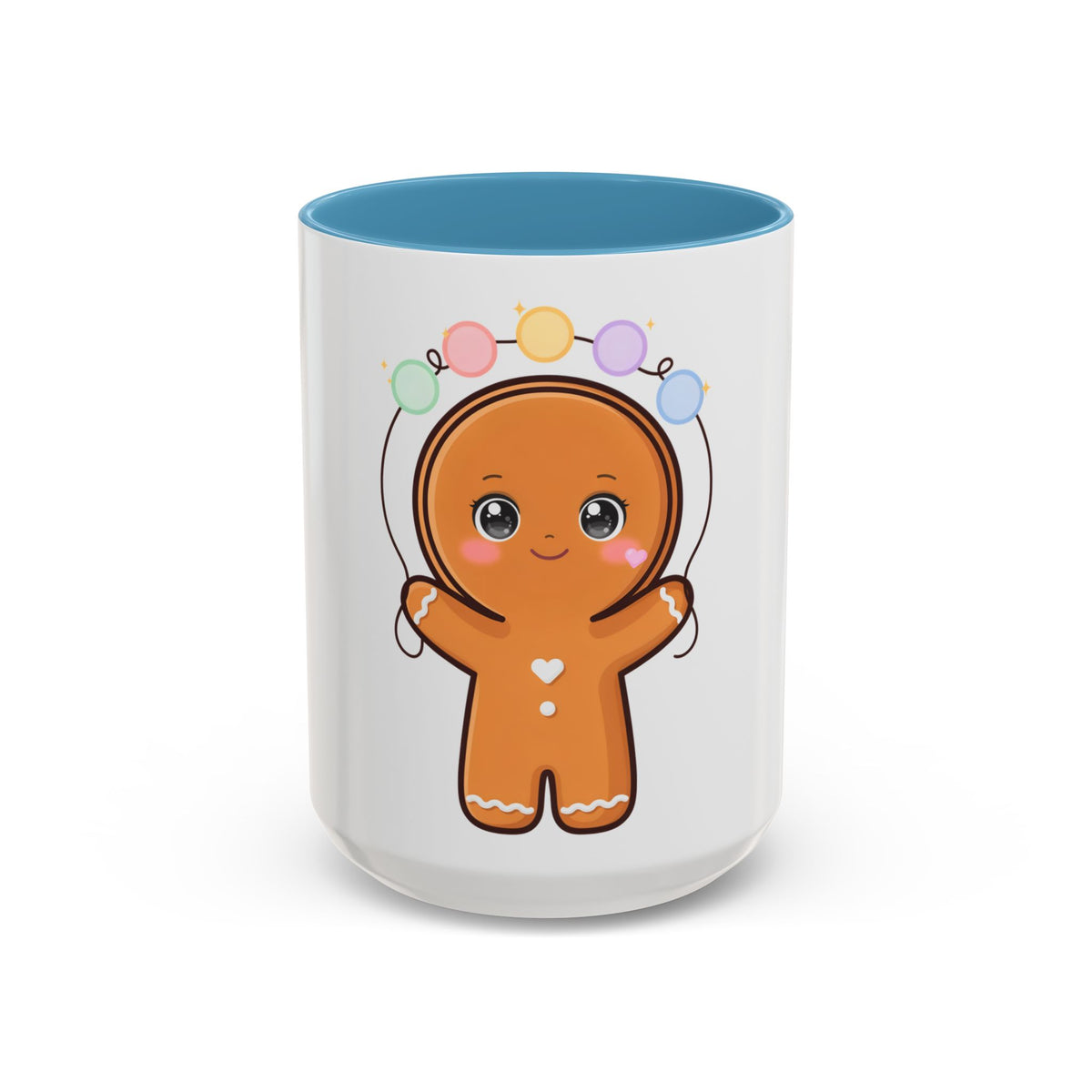 Gingerbread Man Accent Coffee Mug, Cute Kawaii Holiday Gift