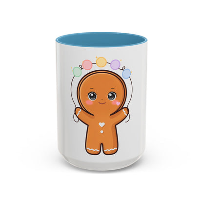 Gingerbread Man Accent Coffee Mug, Cute Kawaii Holiday Gift