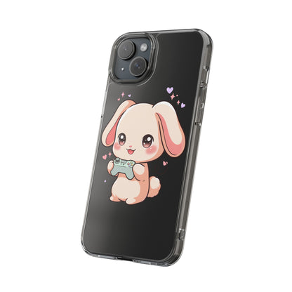 Kawaii Bunny Gamer Clear Impact-Resistant Phone Case
